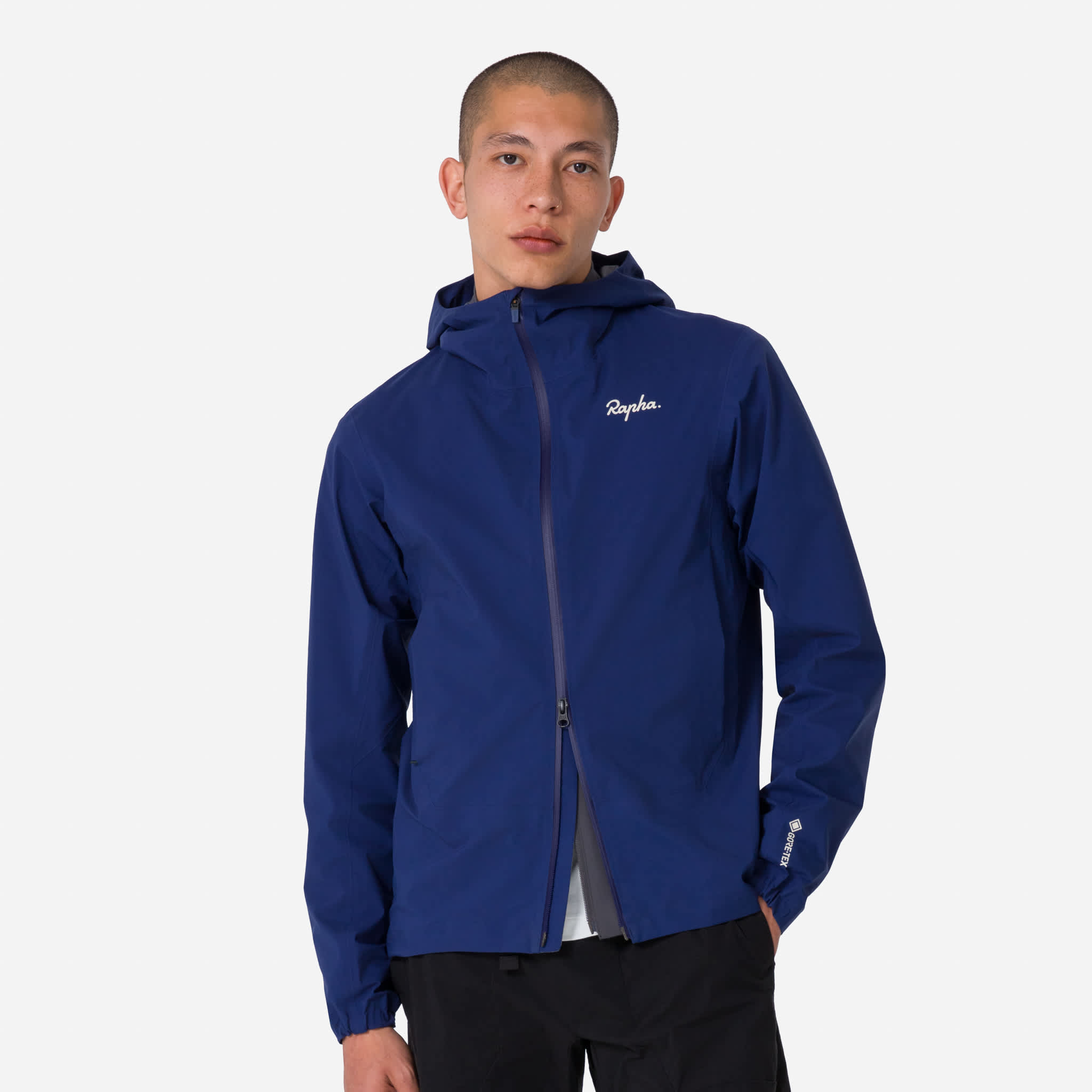 RAPHA MEN'S PRO TEAM GORE-TEX RAIN JACKET BLUE/OFF-WHITE