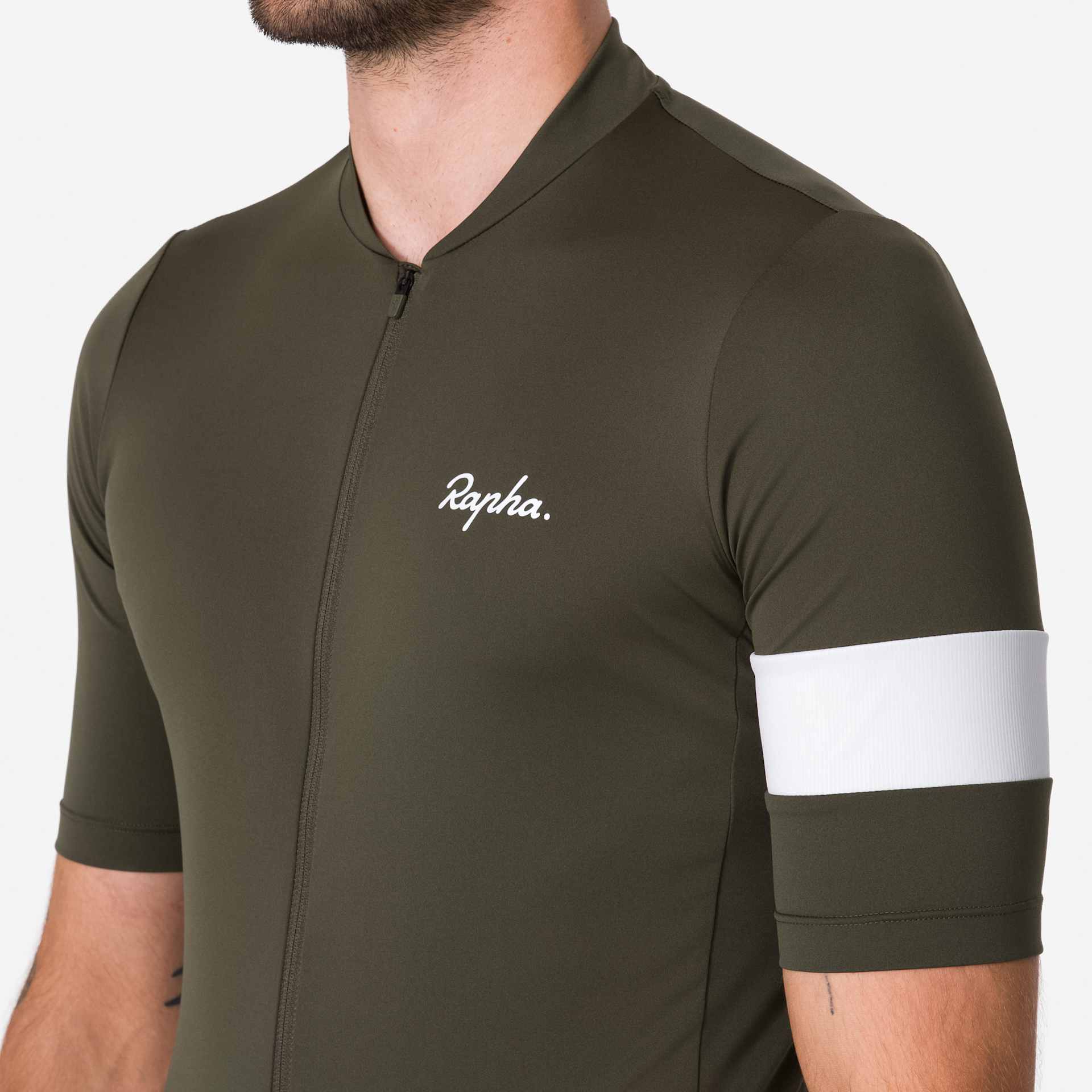 Rapha　メンズ CORE JERSEY　ダークグリーン/ホワイト(S) Rapha Men's Core Jersey – Bici