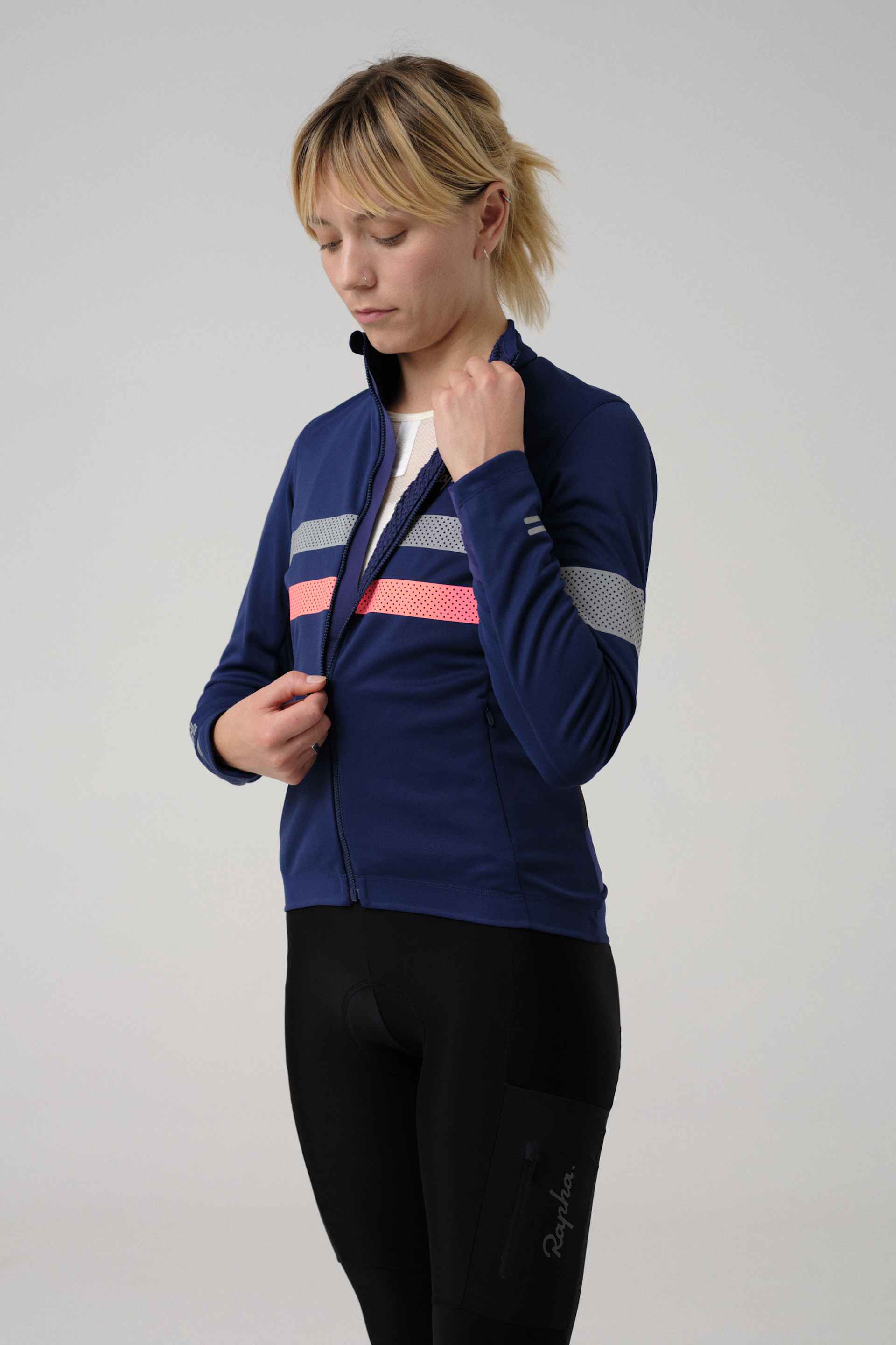 即発送　Rapha ネイビー XSブルベジャージ ウィメンズ ブルベ ロングスリーブ Windstopper ジャージ | Rapha